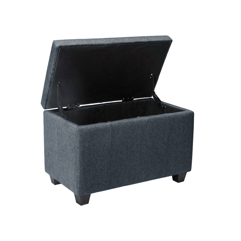 Banc de rangement rembourré en tissu Bacca, Gris foncé