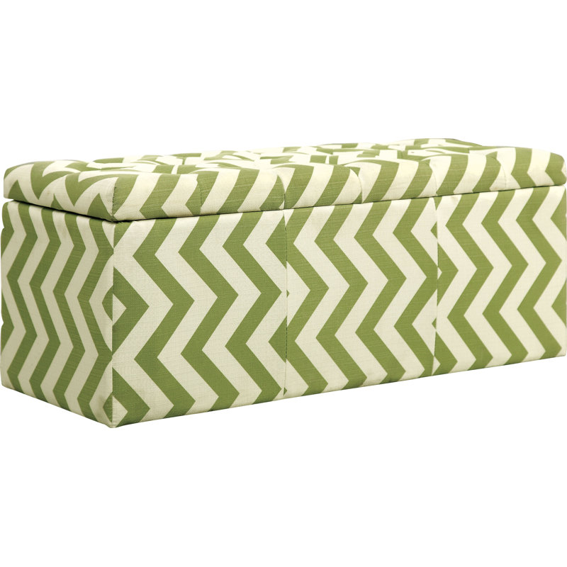 Zarah Polyester Upholstered Storage Bench, Green