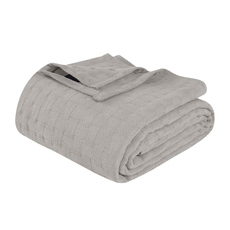 Jeté en coton natté respirant toutes saisons pour le lit Bertie, Simple, Gris