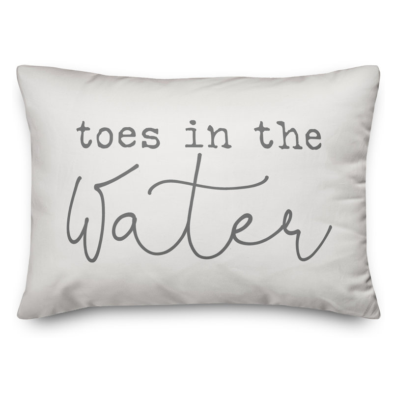 Housse de coussin d'extérieur Toes in the Water, Blanc / Gris