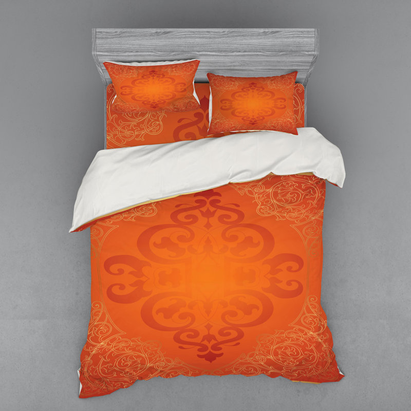 Traditional Polyester Damask Duvet Cover, Queen Duvet Cover + 3 Additional Pieces