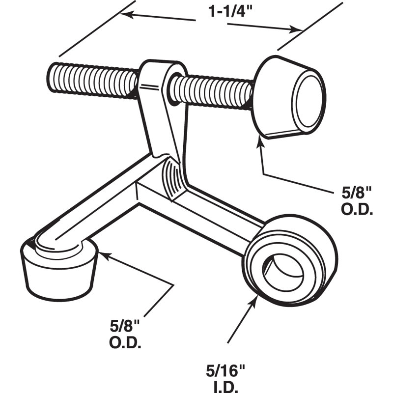 Butoir de porte à charnière Prime-Line, boulon de 1-1 / 4 po, moulé sous pression, réglable, Nickel satiné / Blanc