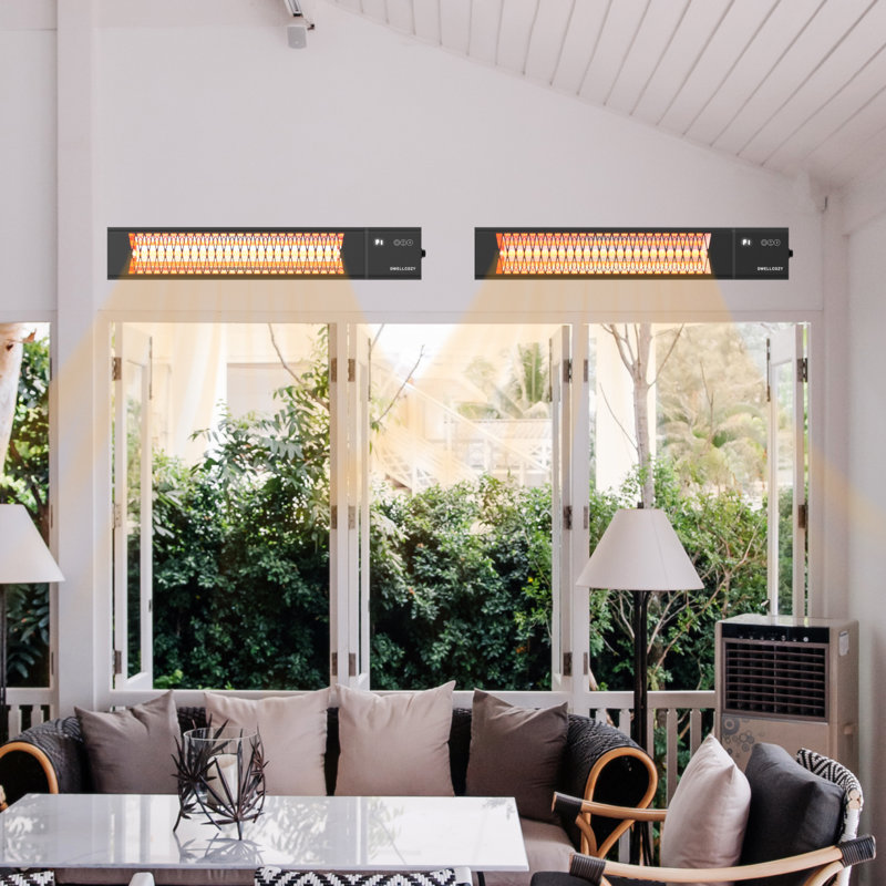 Black Stainless Steel Electric Ceiling Mounted Patio Heater with Remote Control