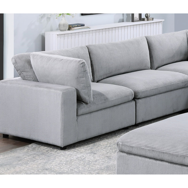Canapé modulaire 8 pièces en velours côtelé gris foncé