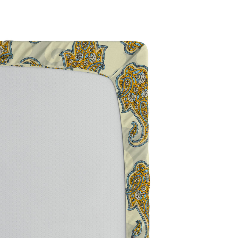 Microfiber Fitted Sheet, Twin Fitted Sheet, Mustard, Paisley