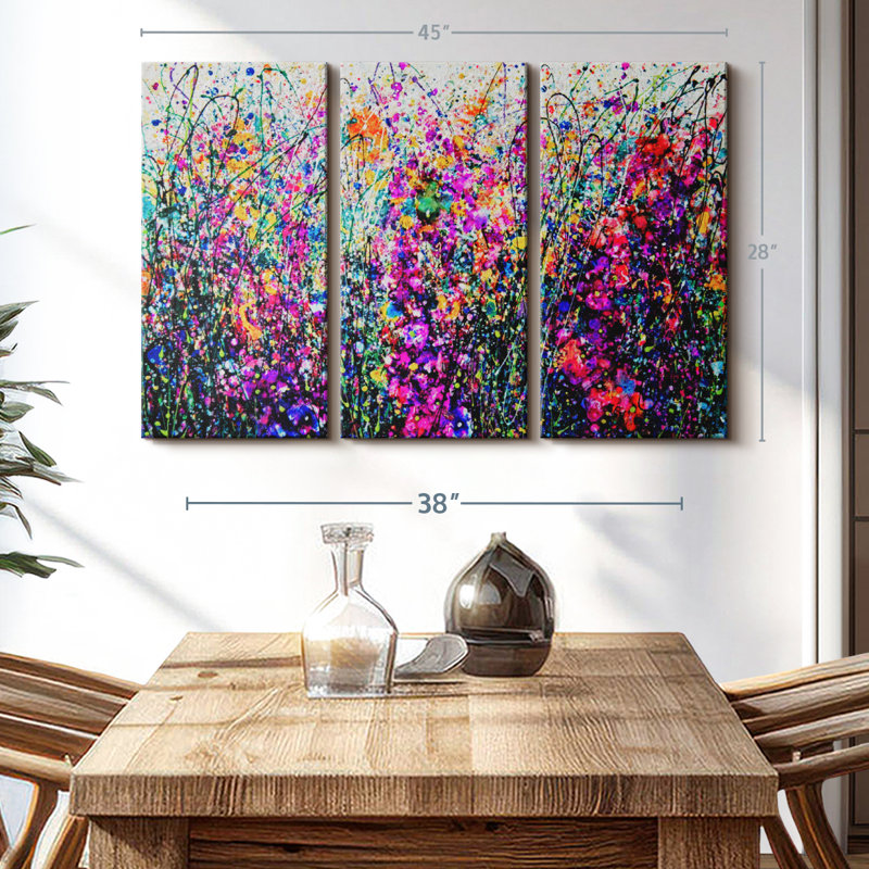 «Hollyhocks Inspired By Pollock» sur, H 45 po x l 28 po
