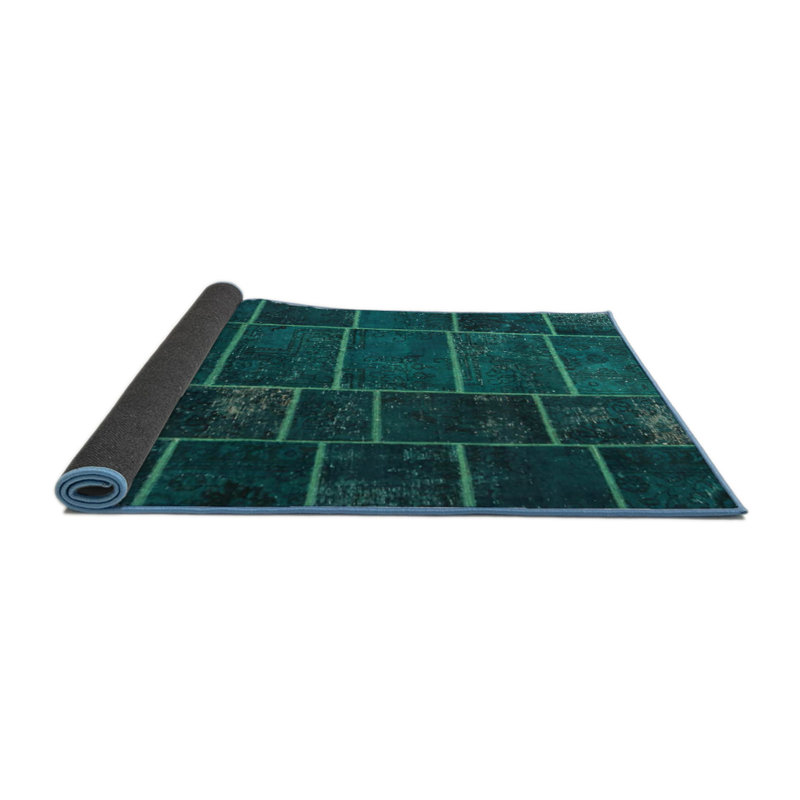 Tapis de zone turquoise contemporain, Rond 3 pi