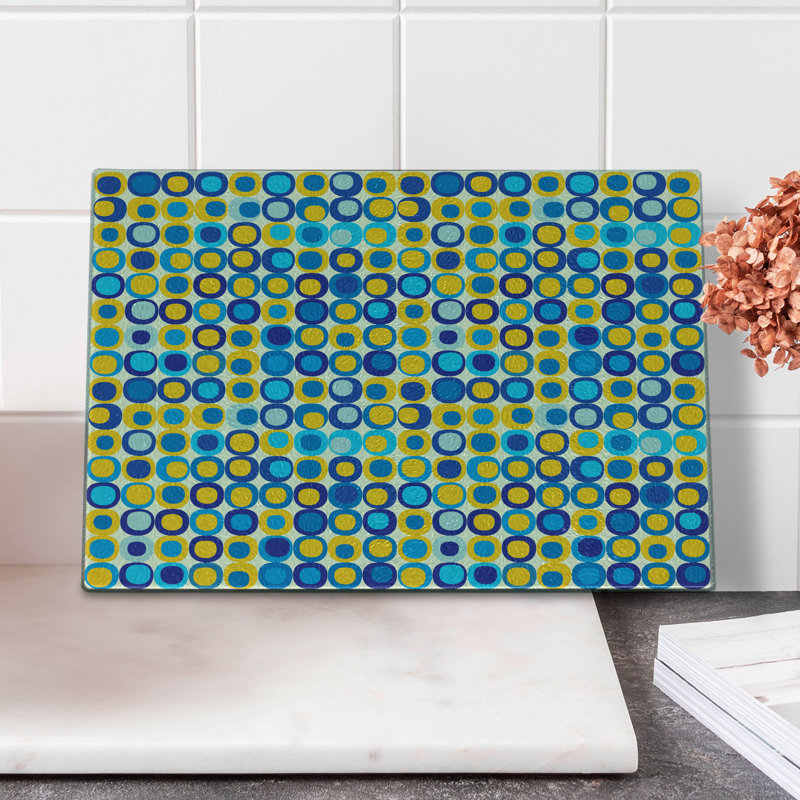 Multicolore, planche à découper en verre trempé jaune et bleu Ambesonne