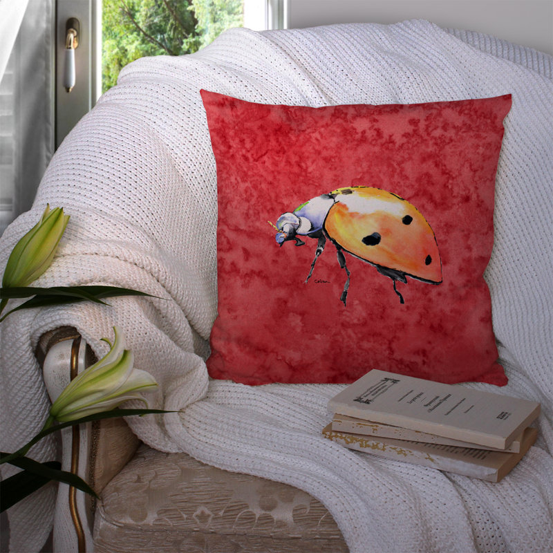 Housse et insert de coussin d'extérieur Lady Bug, H 14 po x l 14 po x P 4 po, Carré