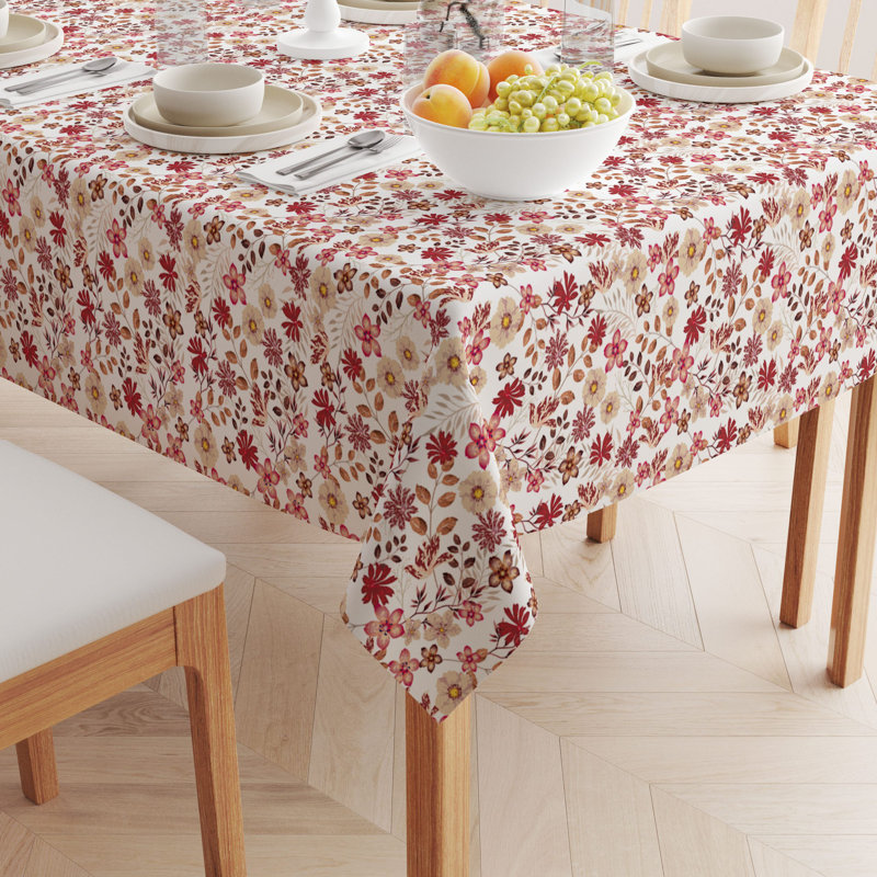 Rectangle Floral Cotton Twill Tablecloth