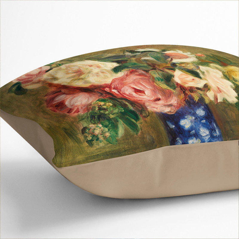 A Bouquet Of Roses Square Throw Cushion, 55cm H x 55cm W x 20cm D, Stone
