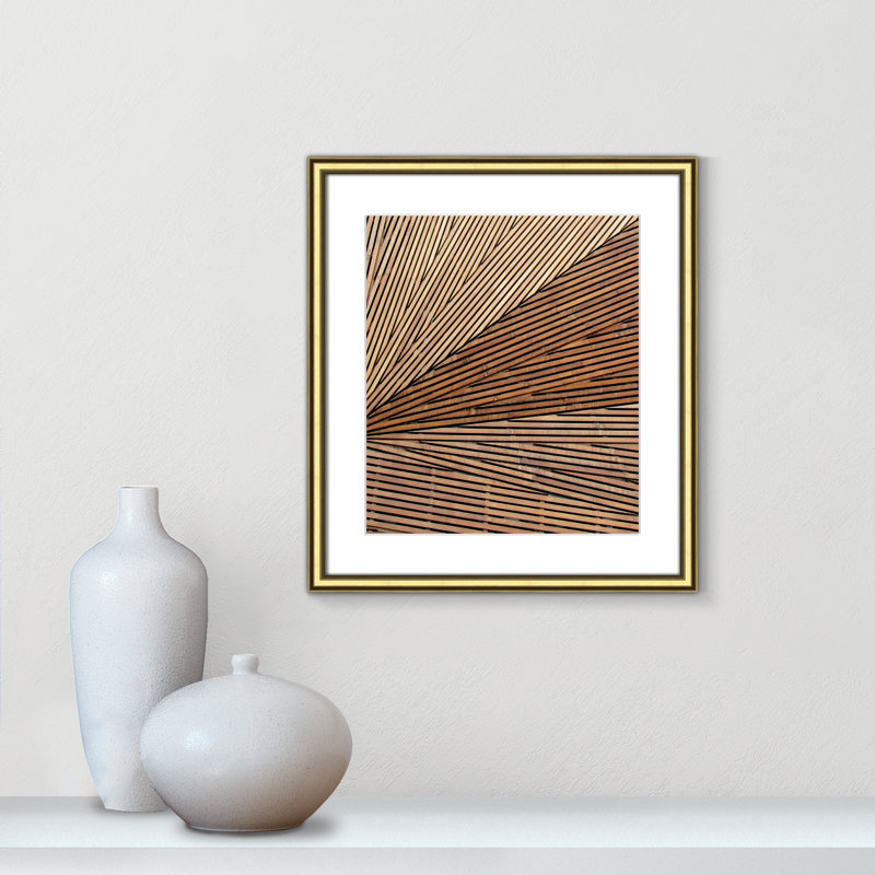 Panneau géométrique en bois Fayette 1 - reproduction de cadre photo, Doré, H 16,25 po x l 14,25 po x P 0,88 po