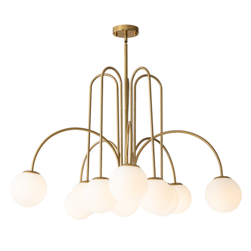 10-Light Mid-cenury Modern Glam Bubble Frosted Glass Globe Chandelier