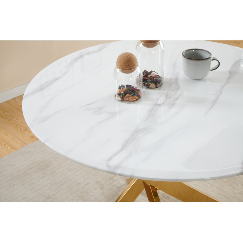 Round Glass Top Metal Base Dining Table