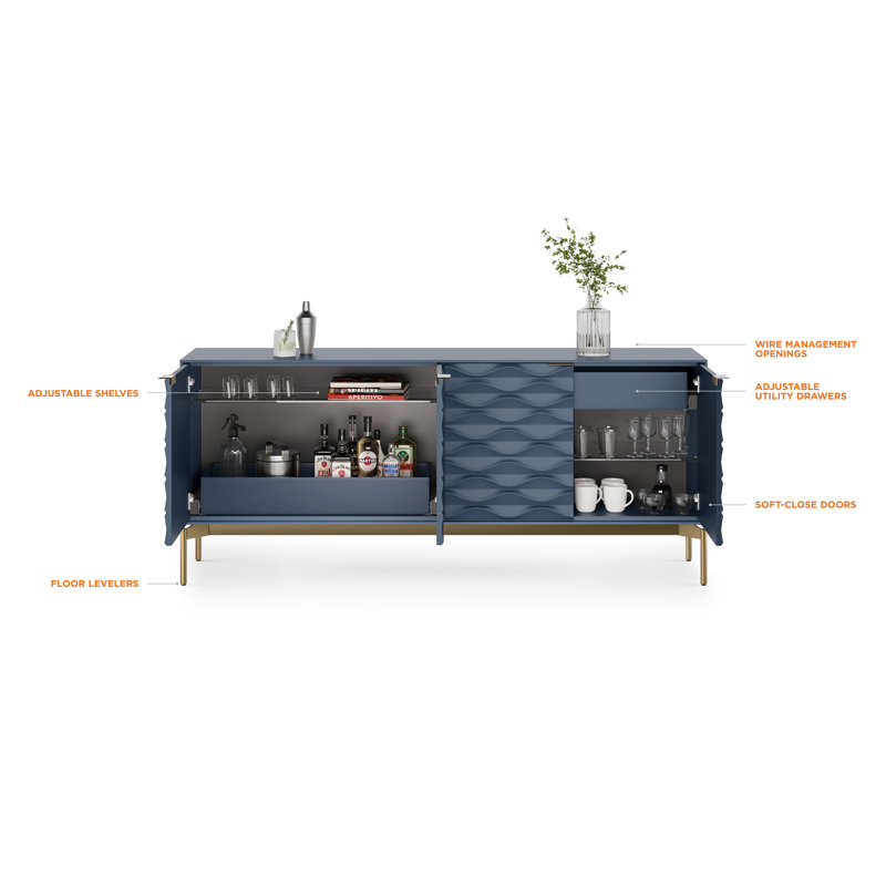 Ripple 79.5'' Sideboard, Ocean/Brushed Brass