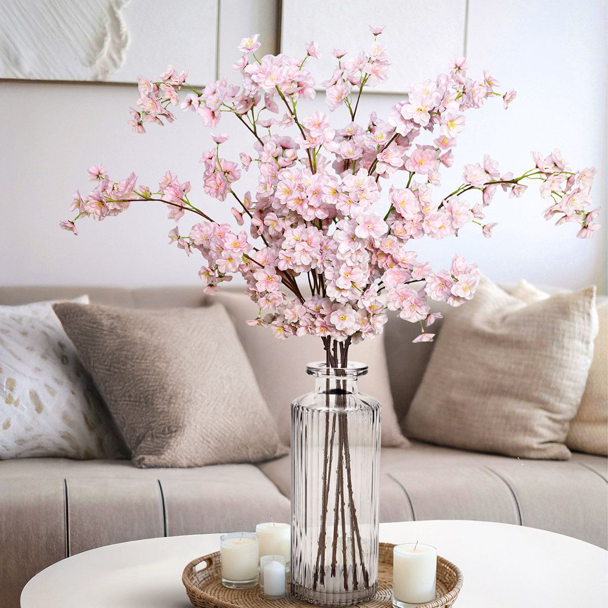Cherry Blossom Stems, Light Pink