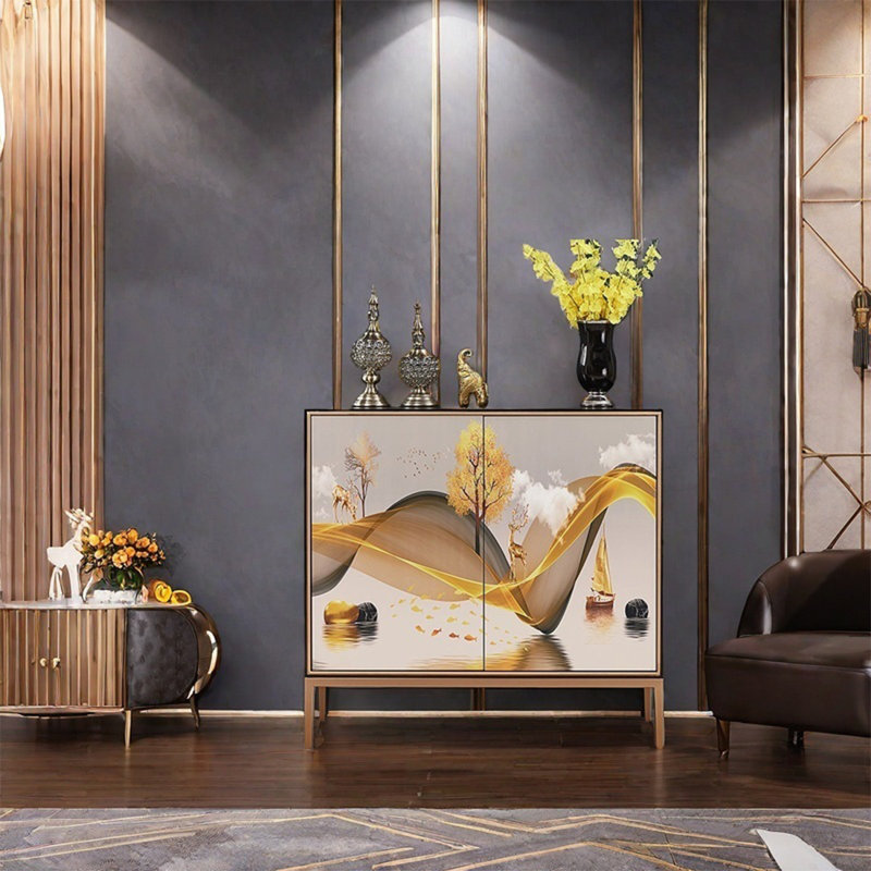 Elegant Painted Cabinet with Durable Metal Legs