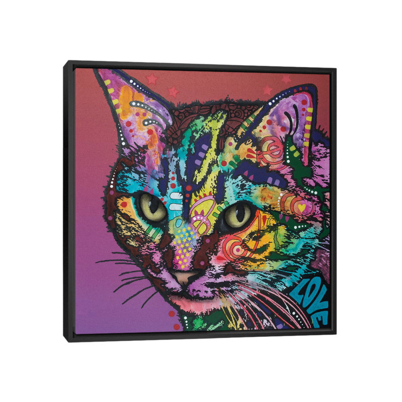 «Lucy the Cat», impression sur toile, H 18 po x l 18 po x P 1,5 po, Toile avec cadre noir, Pas de tapis