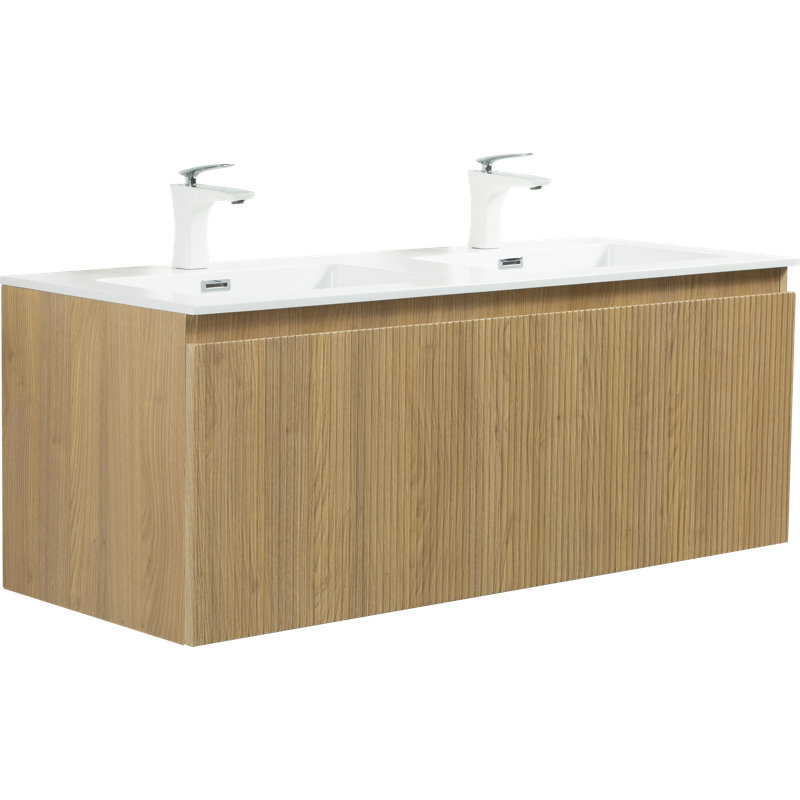 Ensemble de meuble-lavabo flottant double 48 "avec comptoir blanc Massias