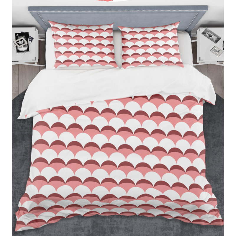 Geometrical Retro Design V - Modern Abstract Duvet Cover Set - Microfiber Polyester, King Duvet Cover + 2 Shams