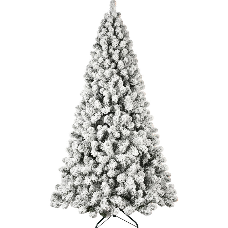 Arbre enneigé 9 pi avec lumières de 930 pi, 650 lumières blanches chaudes, fonction de dépliage automatique et support stable pour Noël d'hiver Base facile à installer