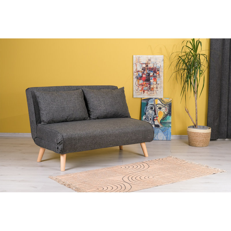 Allinson 120cm Upholstered Convertible Sofa, Dark Grey