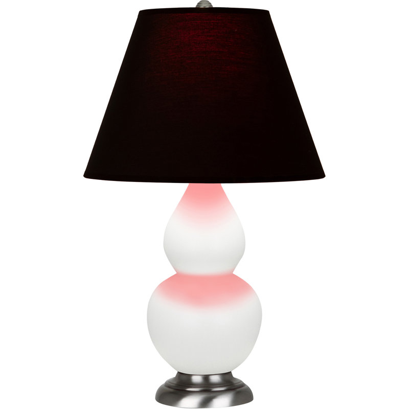 Petite lampe d'appoint à double gourde, Blanc mat / argent antique, Noir / Rouge