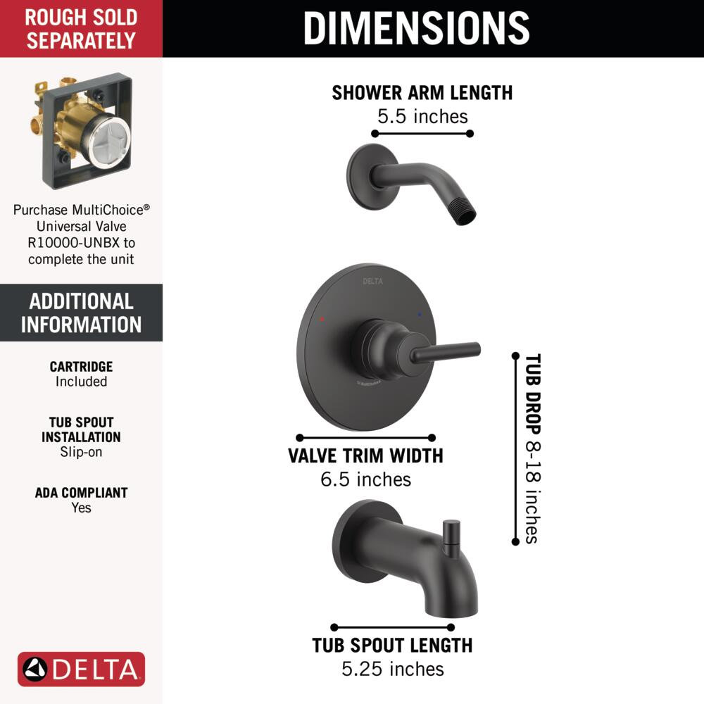 Trinsic® Tub and Shower Faucet, Matte Black