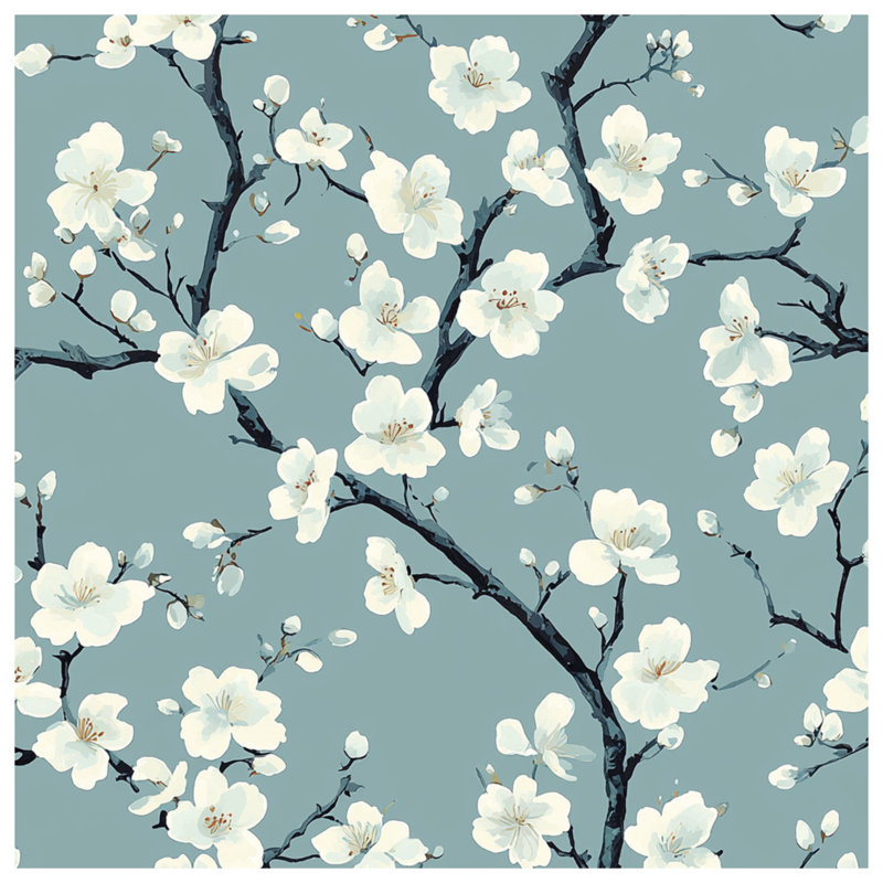 Cherry Blossom Branches Wall Tapestry - Cherry Blossom Wall Decor, H 104 po x 88 avec 4 œillets