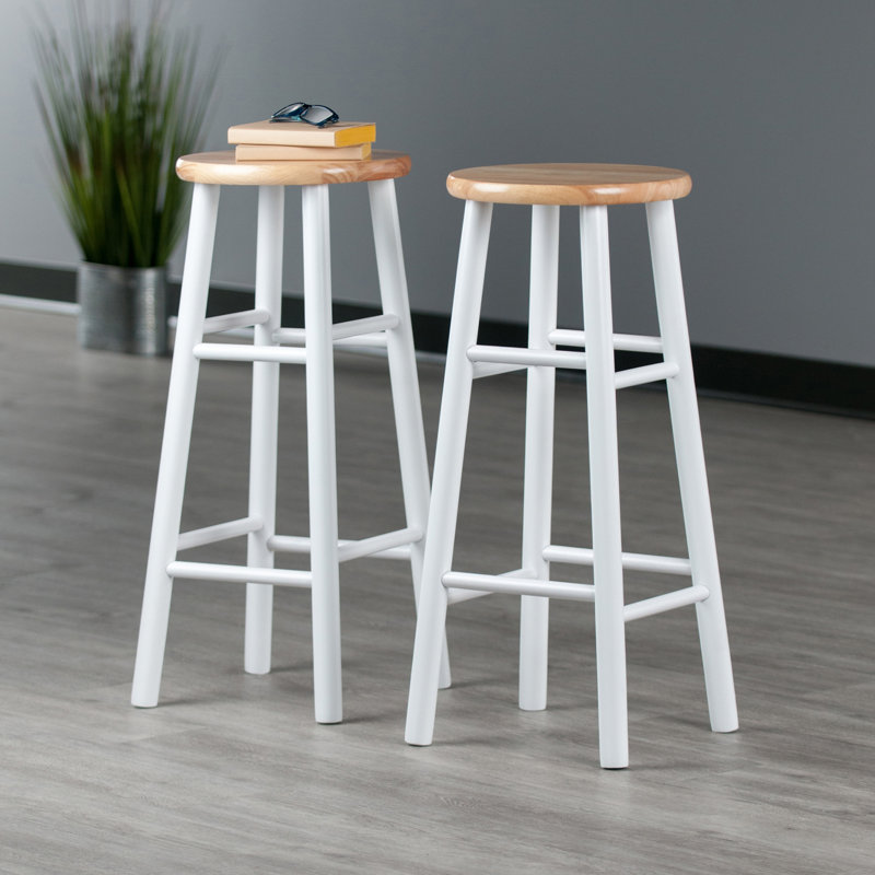 Tabouret de bar et de comptoir en bois massif Lindsey, Blanc, Tabouret de bar (assise de 30 po de hauteur)
