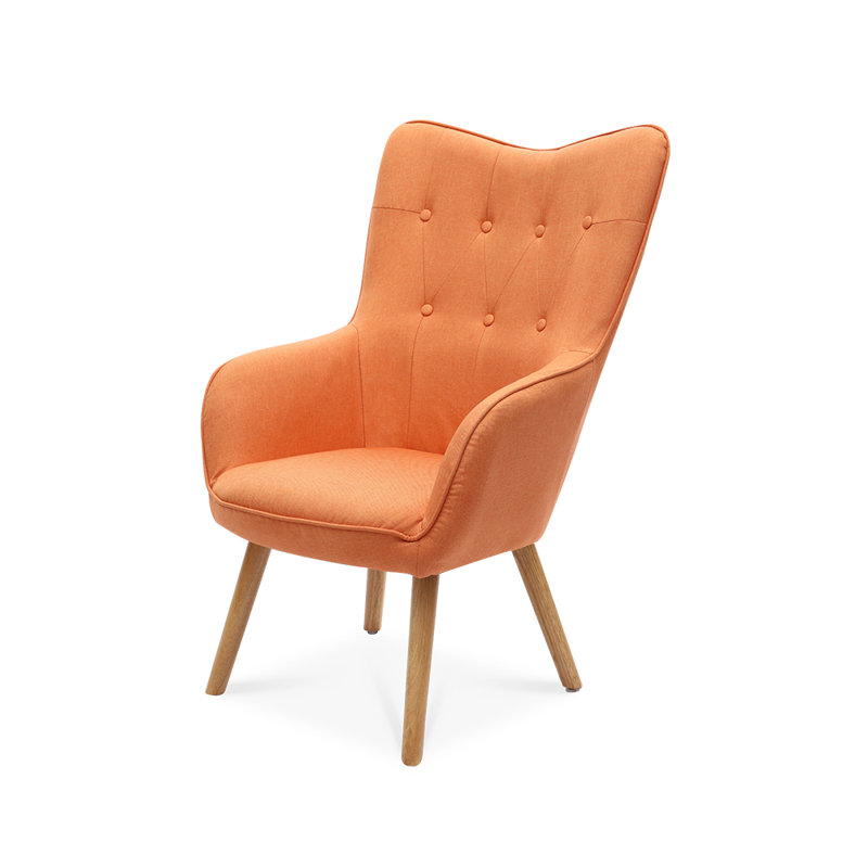 Antonio Upholstered Wingback Chair, Orange