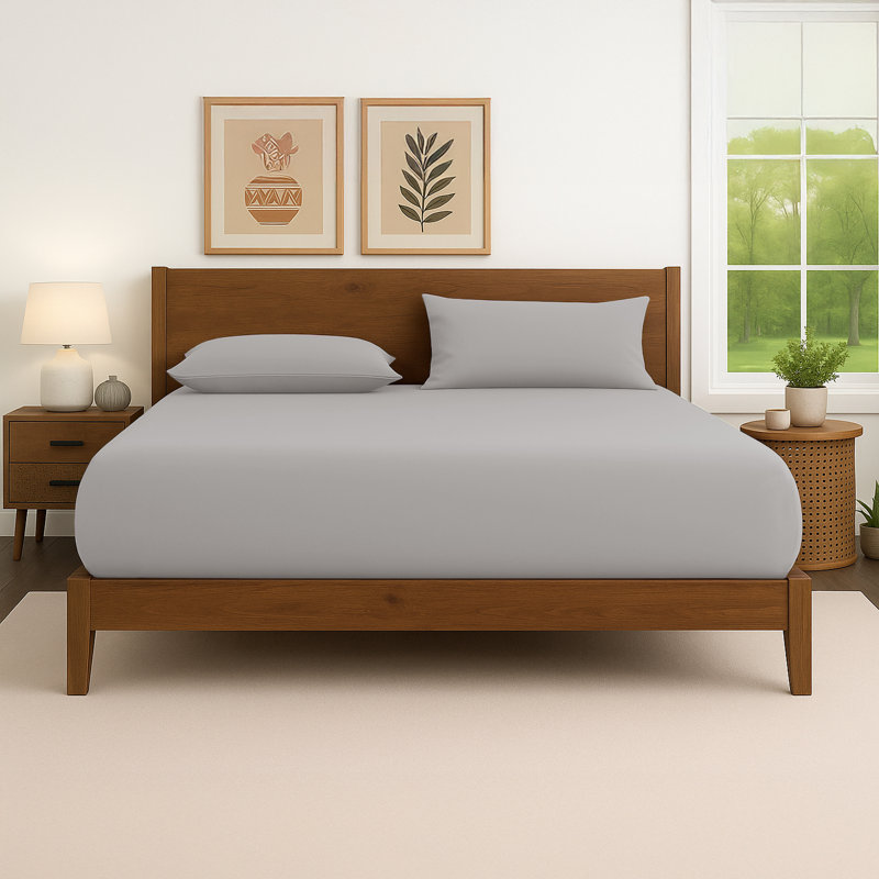 40cm Extra Deep Fitted Sheet – Soft Microfiber, Wrinkle-Free, Cooling, Elastic Corners, Single (3'), Grey