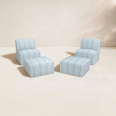  Eliana Outdoor Armless Lounge Chair with Sunbrella® Cushions and Ottoman