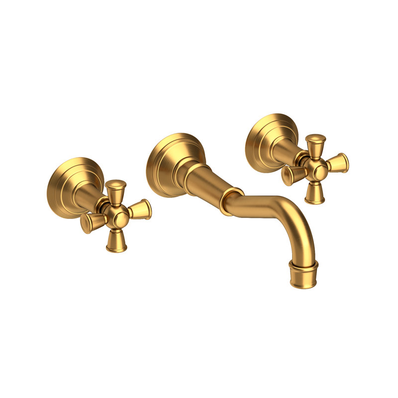 Jacobean Wall Mount Bathroom Faucet, Satin Gold