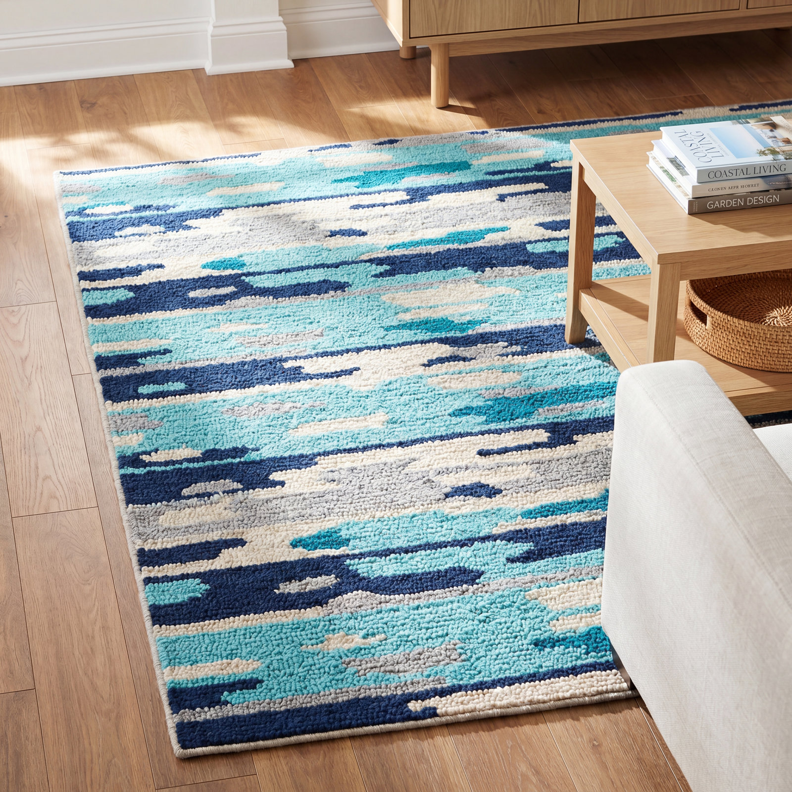 Paint Chip Blue Machine Washable Abstract Rug, Rectangle 8'6" x 11'6"