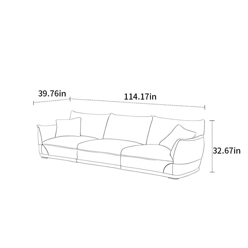 Canapé rétro de style crème rétro, H 32,67 po x l 114,17 po x P 39,76 po