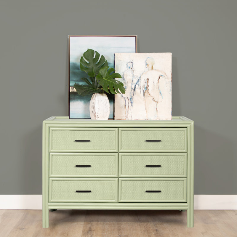 Commode double 6 tiroirs Aruba, Vert céleri