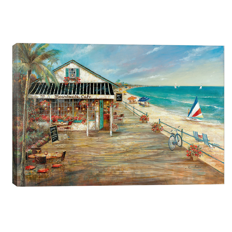 Boardwalk Café - Wrapped Canvas Painting, 101.6 cm H x 66.04 cm W x 3.175 cm D