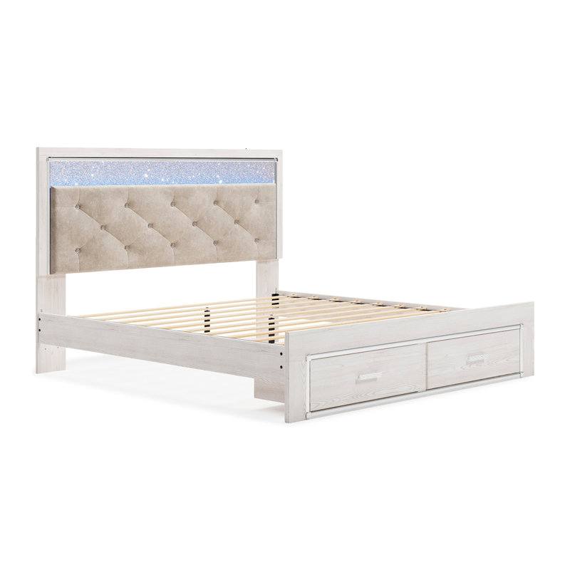 Beamond Upholstered Panel Storage Bed, King