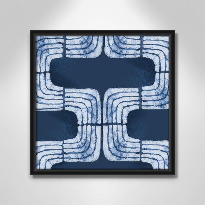 «Blue Batik I Print» par Emma Peal, Noir, H 13,5 po x l 13,5 po