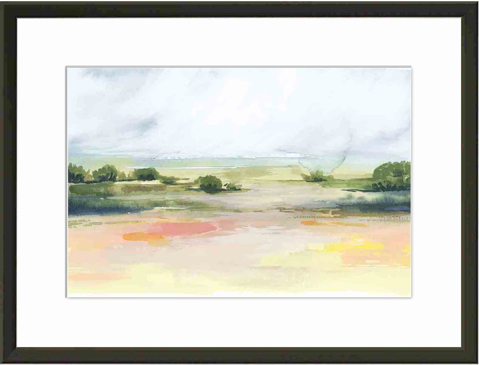 Sunlit Marsh I Painting by Grace Popp, 12.09" H x 16.09" W x 1.1" D, Black
