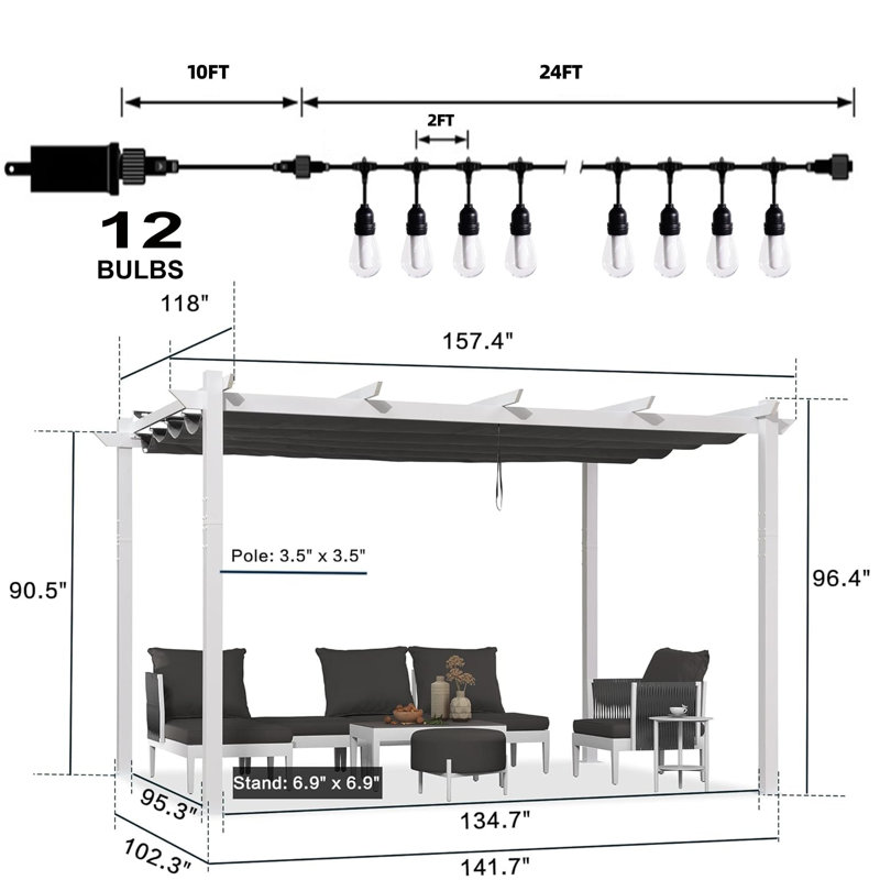 4m x 3m Aluminium Pergola