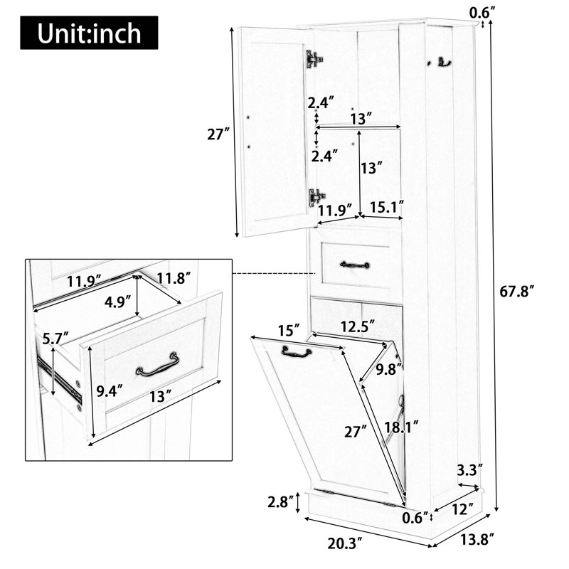 Grande armoire de rangement moderne - compartiment inclinable, tablettes réglables, capacité de 80 lb, Blanc