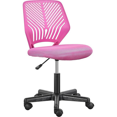 Topeakmart Armless Mesh Office Chair, Ergonomic Desk Chair with Adjustable Height & Support Lumbar, Adjustable Swivel Task Chair Rose Red