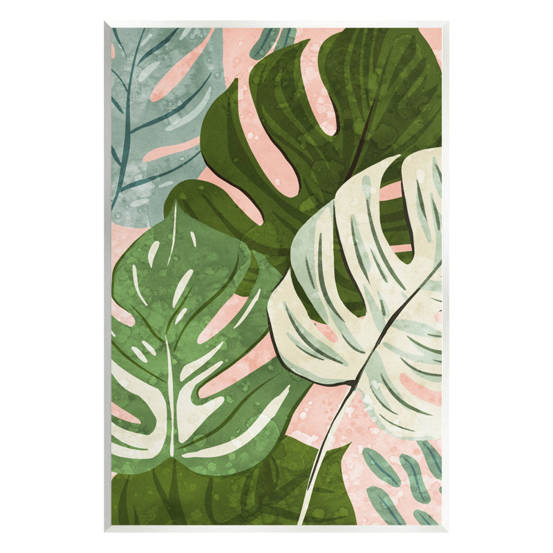 «Layered Monstera Plant Leaves», estampe numérique par Ziwei Li, H 19 po x l 13 po x P 0,5 po, Bois