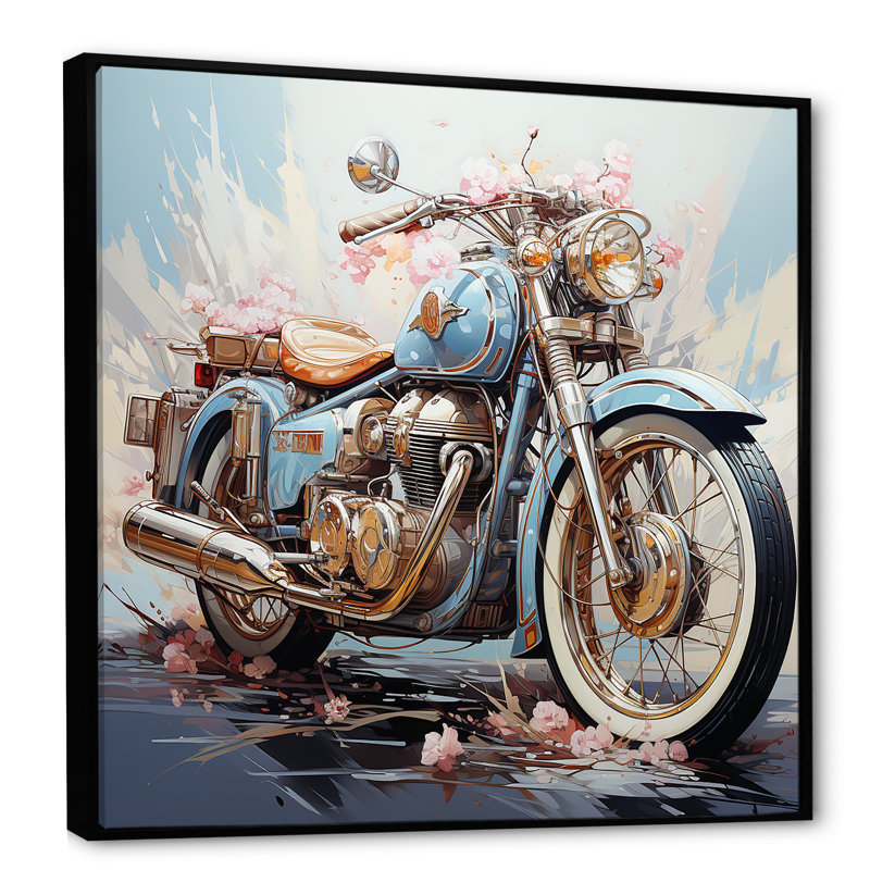 Motocyclette la liberté attend sur toile, H 30 po x l 30 po x P 1 po, Cadre flottant noir
