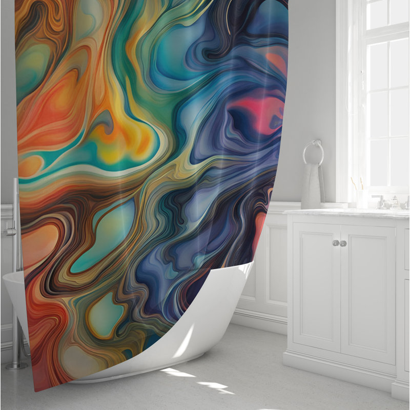 Shower Curtain with Bath Mat Multi CBSH00050, 83" H x 70" W