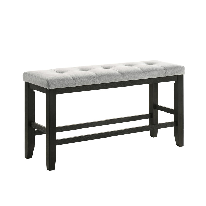 Banc à hauteur de comptoir, siège capitonné, finition en lin gris anthracite pour la chambre à coucher et le salon, finition moderne, fabrication solide