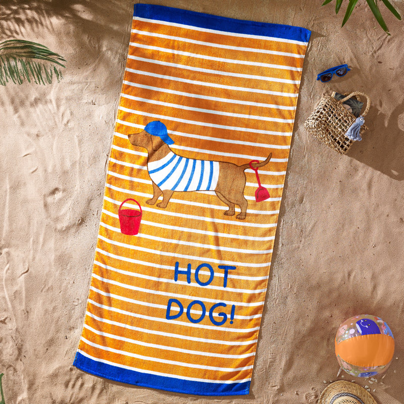 Hot Dog Cotton Beach Towel