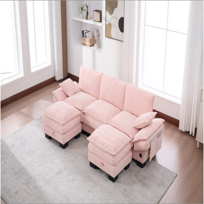 Canapé modulaire modulaire, canapé à assise profonde, canapé en velours côtelé, meubles rembourrés confortables pour le salon, appartement, studio, bureau, ayant plusieurs combinaisons